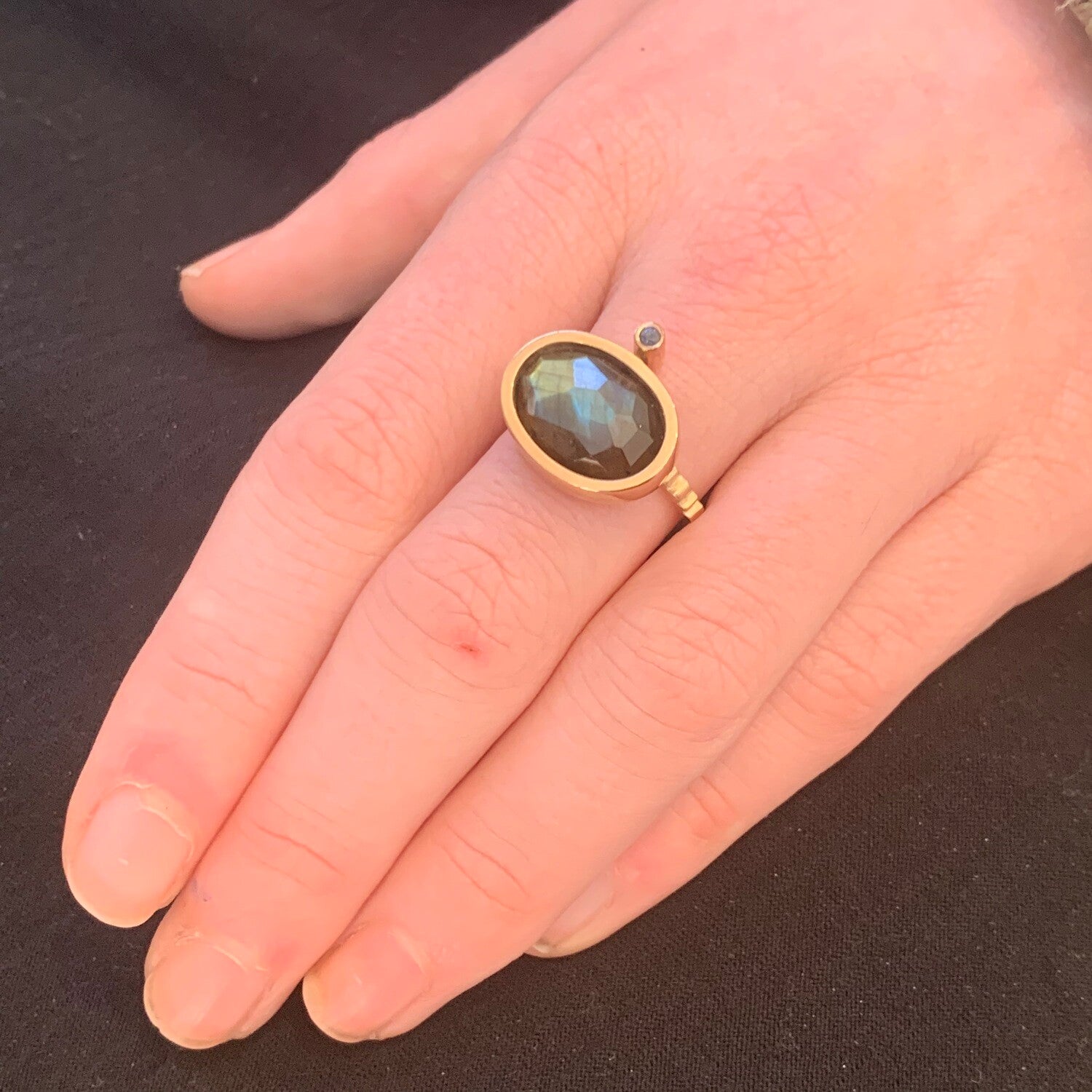 labradorite and sapphire ring