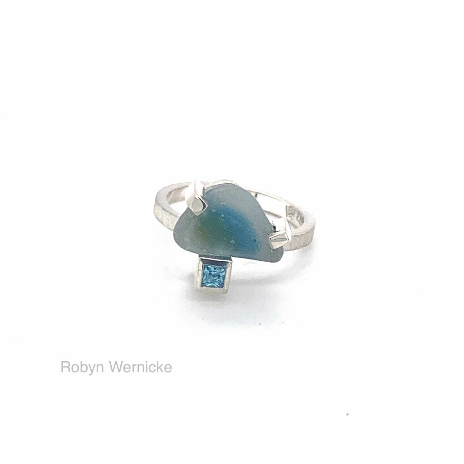 Beach Glass and Topaz Ring.