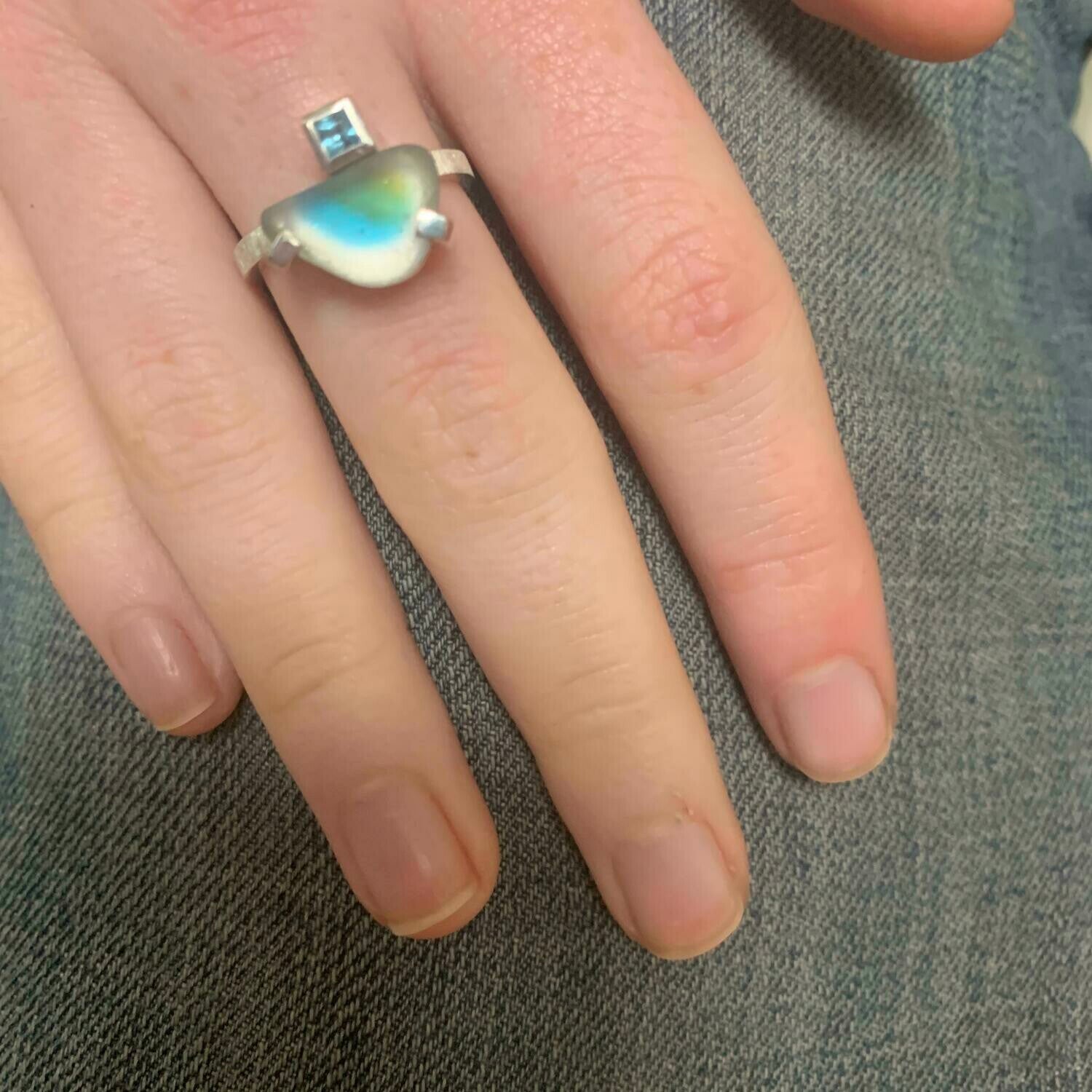 Beach Glass and Topaz Ring.