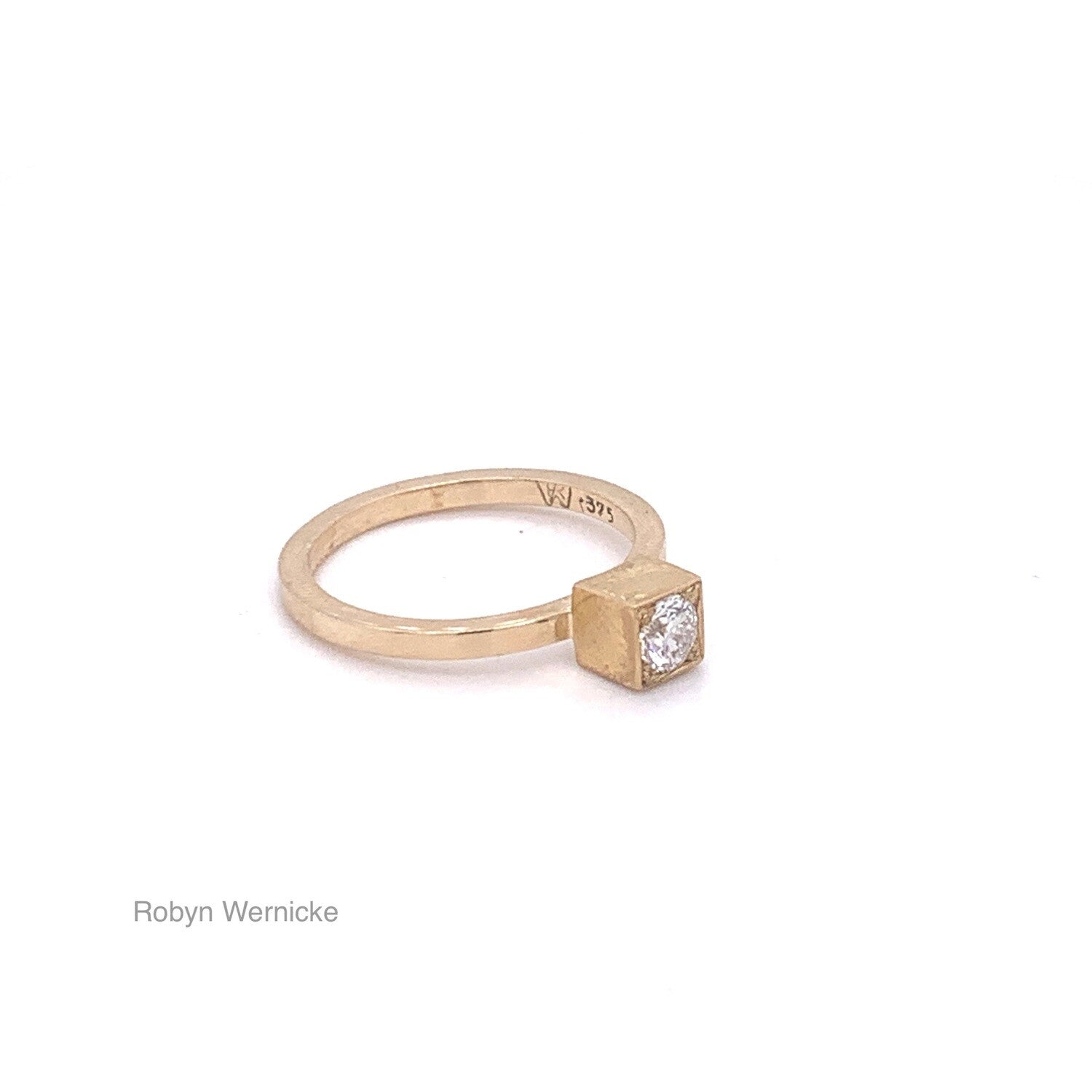Diamond Solitaire Cube Ring