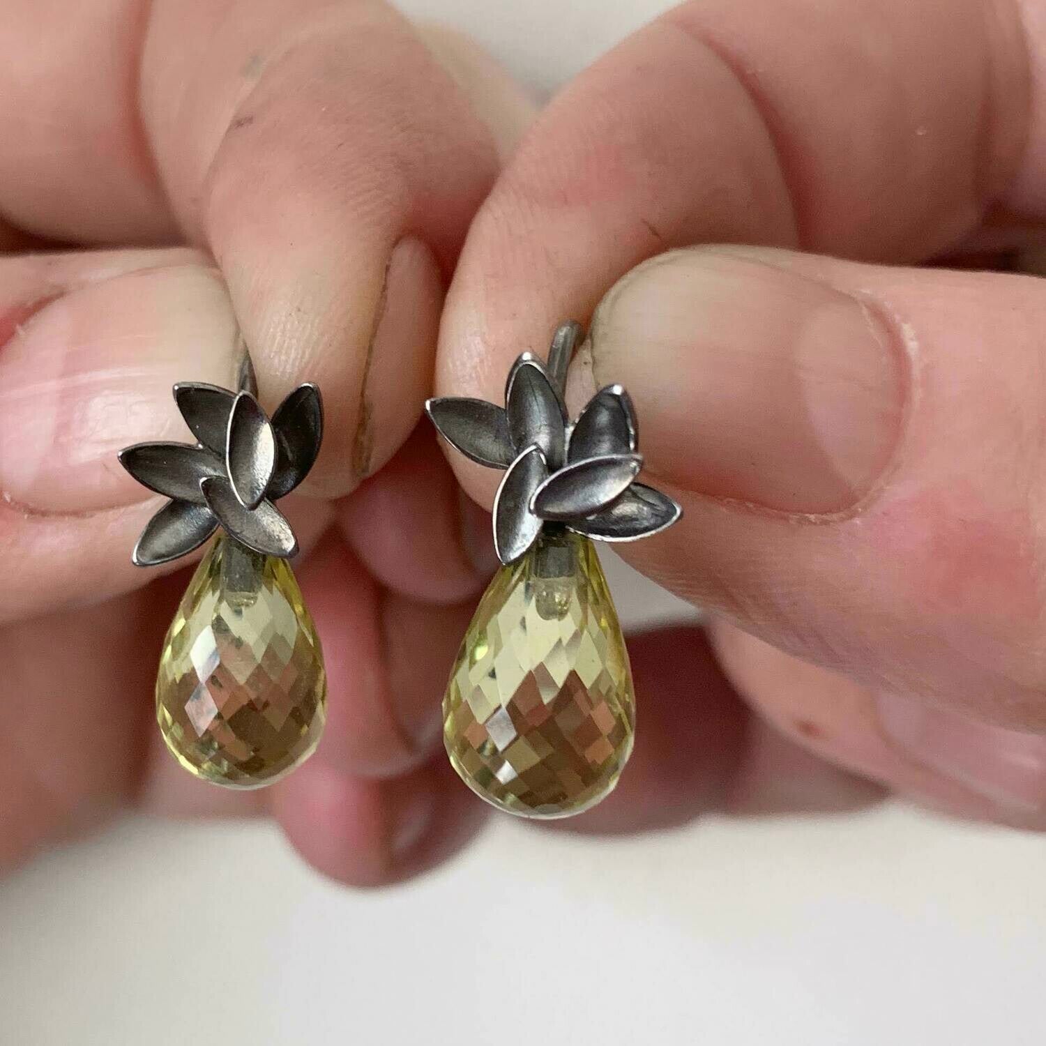 Lemon quartz Briolette Earrings.