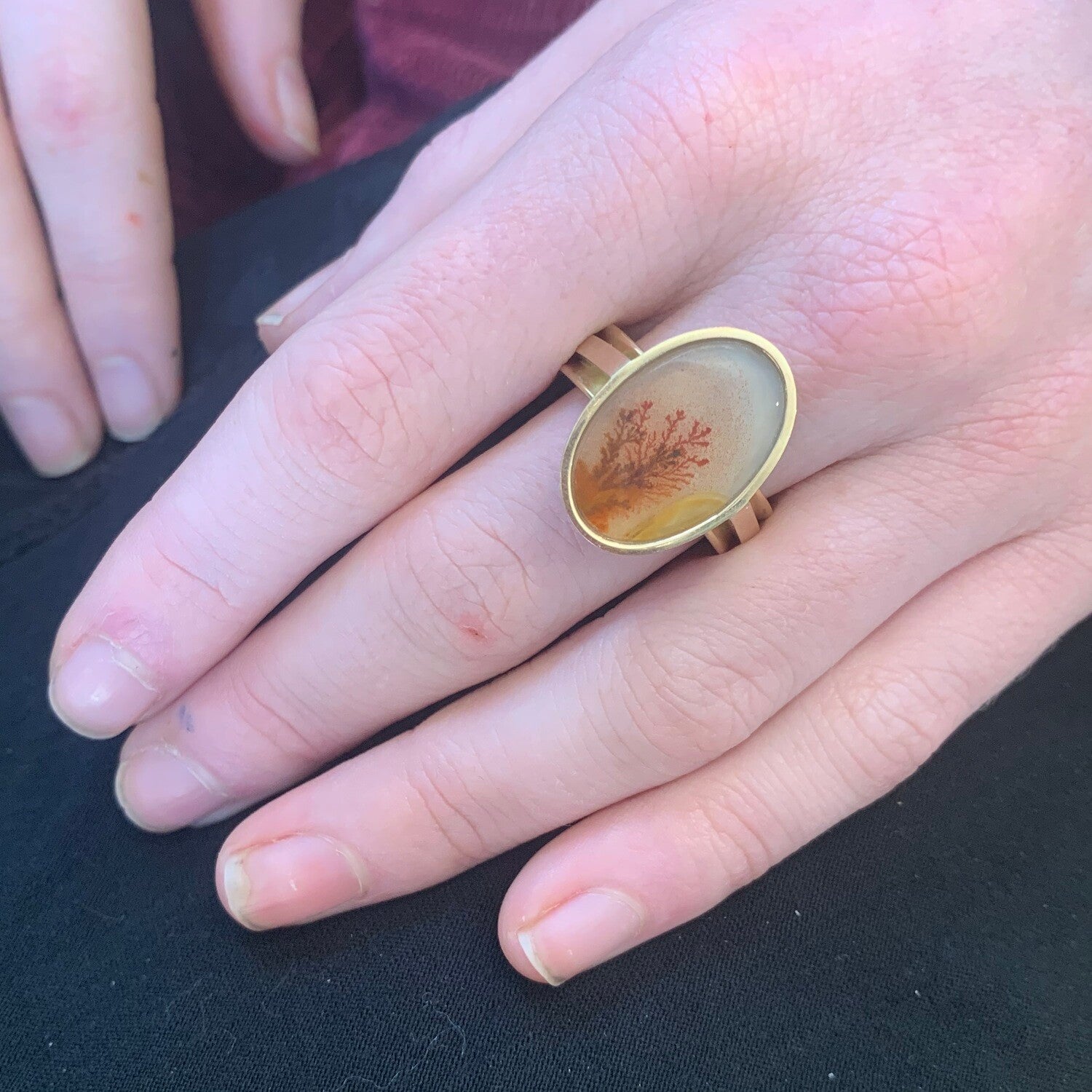 Picture Agate Tree Landscape Ring